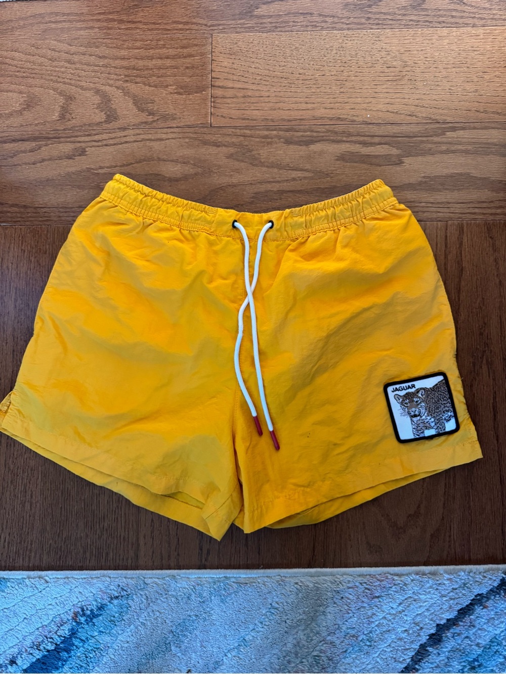 Goorin Bros Yellow Swim Shorts with Jaguar Patch Sz Small